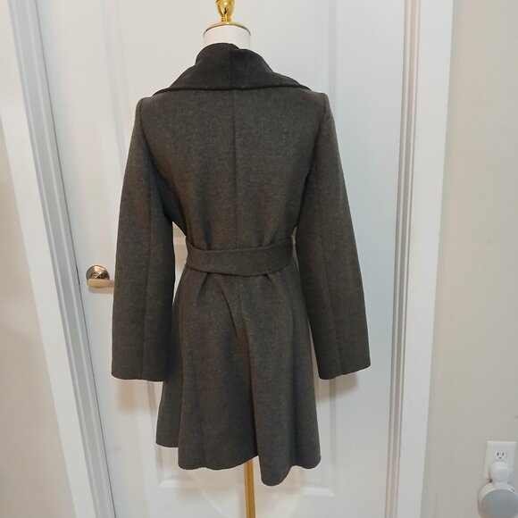 Michael Kors Wool Blend Wrap Coat Jacket Women’s Size S Gray Black Belted - Picture 4 of 6